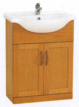 daVinci 650mm Beech Vanity Unit with one piece ceramic basin.