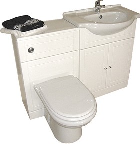 daVinci White bathroom furniture suite with tap and waste.  Right Handed.