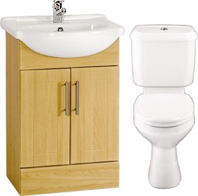 daVinci Birch 550mm Vanity Suite With Vanity Unit, Basin, Toilet & Seat.