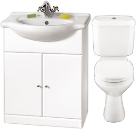 daVinci White 650mm Vanity Suite With Vanity Unit, Basin, Toilet & Seat.