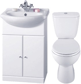 daVinci 4 Piece 550mm Bathroom Vanity Suite with WC, Cistern, Vanity, Basin.
