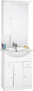 daVinci 650mm Contour Vanity Unit with ceramic basin, mirror and cabinet.