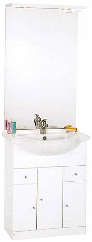 daVinci 650mm Contour Vanity Unit with ceramic basin, mirror and lights.