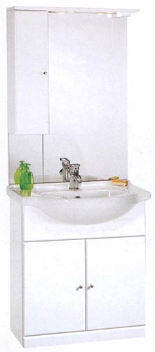 daVinci 750mm Contour Vanity Unit with ceramic basin, mirror and cabinet.