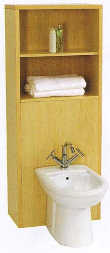 daVinci Monte Carlo complete back to wall bidet set with shelves in maple.