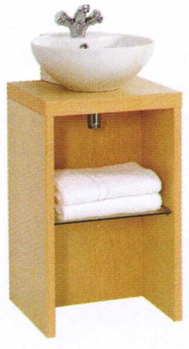 daVinci Parisi maple cloakroom stand and circular basin, with shelf.