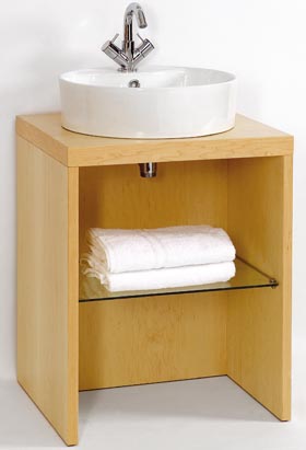 daVinci Parisi midi maple stand and freestanding basin, with shelf.