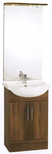 daVinci 550mm Wenge Vanity Unit with ceramic basin, mirror and lights.