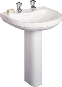 RAK Charlton 2 Tap Hole Basin & Pedestal. 650mm.