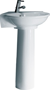 RAK Evolution 1 Tap Hole Corner Basin And Pedestal. 595mm.