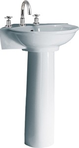 RAK Evolution 3 Tap Hole Corner Basin And Pedestal. 595mm.