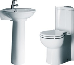 RAK Evolution 4 Piece Corner Bathroom Suite With 1 Tap Hole Basin.