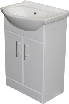 Roma Furniture 550mm White Vanity Unit, Ceramic Basin, Fully Assembled.