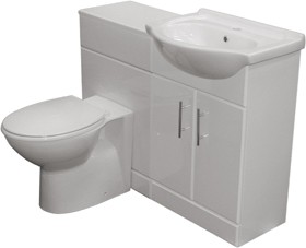 Roma Furniture Complete Vanity Suite In White, Right Handed. 1025x830x300mm.