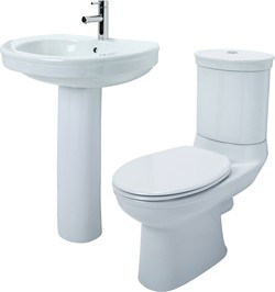 Shires Corinthian 4 Piece Bathroom Suite With Toilet, Seat & 655mm Basin.
