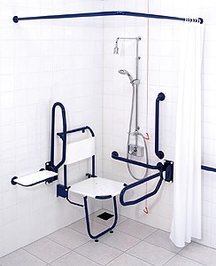 Doc M Sirrus Shower Pack With Blue Grab Rails.