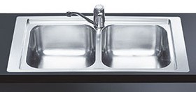 Smeg Sinks 2.0 Bowl Stainless Steel Flush Fit Inset Kitchen Sink.