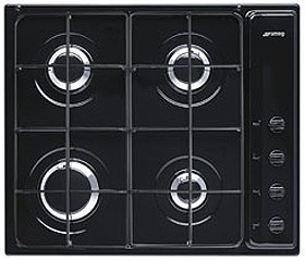 Smeg Gas Hobs Cucina Black 4 Burner Gas Hob. 600mm.