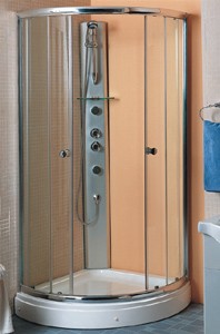 Hydra Pro 950x950 Quadrant shower enclosure with shower tray.