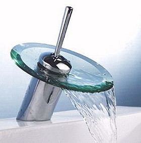 Aqua1 Glass Waterfall Basin Mixer Tap with Free pop up waste