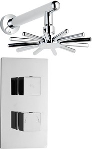 Hudson Reed Kubix Twin Concealed Thermostatic Shower Valve & Fixed Head.