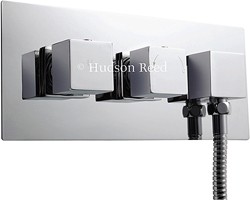 Hudson Reed Kubix Twin Thermostatic Shower Valve With Built In Outlet (Chrome)