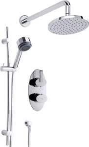 Hudson Reed Arina Twin Thermostatic Shower Valve, Diverter, Head & Slide Rail.