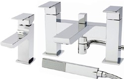 Hudson Reed Art Basin Mixer & Bath Shower Mixer Tap Set (Free Shower Kit).