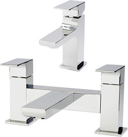 Hudson Reed Art Basin Mixer & Bath Filler Tap Set (Chrome).