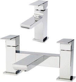 Hudson Reed Art Bath Filler Tap & Waterfall Basin Tap (Chrome).