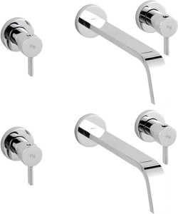 Hudson Reed Clio Wall Mounted Basin Mixer & Bath Filler Tap Set (Chrome).