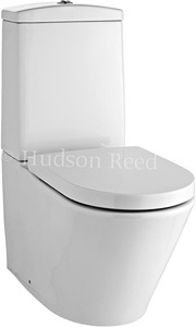 Hudson Reed Ceramics Curved Toilet With Dual Push Flush & Top Fix Seat.