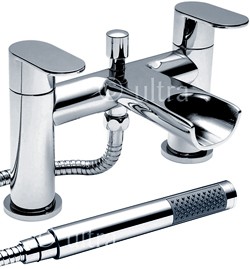 Ultra Flume Waterfall Bath Shower Mixer Tap With Shower Kit (Chrome).