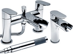 Ultra Flume Waterfall Basin & Bath Shower Mixer Tap Set (Free Shower Kit).