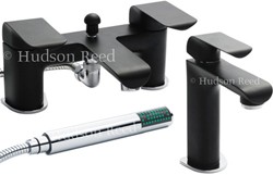Hudson Reed Hero Basin & Bath Shower Mixer Tap Set (Black & Chrome).