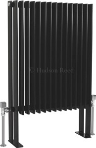 Hudson Reed Radiators Fin Floor Mounted Radiator (Black). 570x900mm.