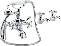 Hudson Reed Jade Basin Taps & Bath Shower Mixer Tap Set With Cross Heads.