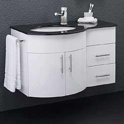 Hudson Reed Ellipse Wall Vanity Unit With Granite Top. Left Handed, 870x550mm.
