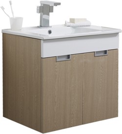 Hudson Reed Quintus Wall Hung Vanity Set (Oak & White). 585x540x440mm.