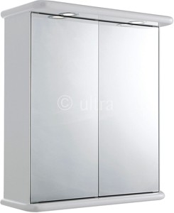 Ultra Cabinets Niche 2 Door Mirror Cabinet, Lights & Shaver. 620x705x200mm.