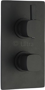 Ultra Muse Black Twin Concealed Thermostatic Shower Valve (Black).
