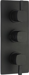 Ultra Muse Black Triple Concealed Thermostatic Shower Valve (Black).