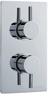 Pioneer Twin Concealed Thermostatic Shower Valve, Polymer & Chrome Trim Set.