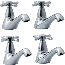 Ultra Riva Basin & Bath Tap Set (Chrome).