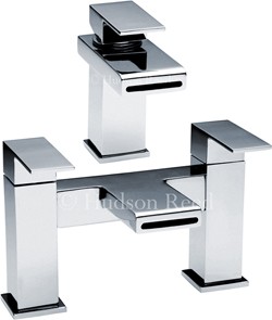 Hudson Reed Strike Waterfall Basin & Bath Filler Tap Set (Chrome).