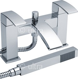 Ultra Vibe Waterfall Bath Shower Mixer Tap With Shower Kit (Chrome).