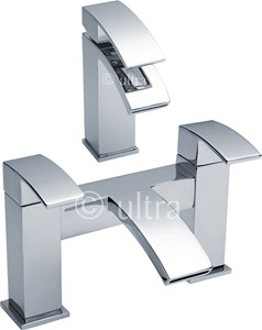 Ultra Vibe Waterfall Basin Mixer & Bath Filler Tap Set (Chrome).