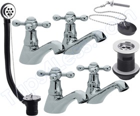 Viscount Tap Pack With Basin Taps, Bath Taps And Wastes.