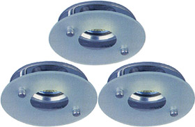 Lights 3 x Low voltage chrome & glass downlight with lamps & transformers.