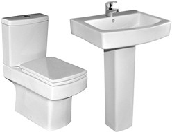 XPress Cube 4 Piece Bathroom Suite With Toilet, Seat & 550mm Basin.